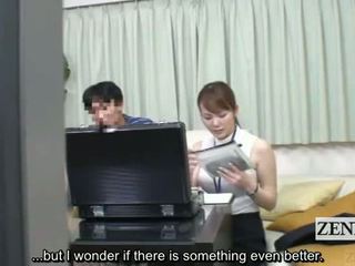Subtitled ญี่ปุ่น เพศ ของเล่น ผู้หญิงใส่เสื้อผู้ชายไม่ใส่เสื้อ measuring via ใช้ปากกับอวัยวะเพศ