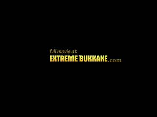 Extreme Bukkake: Extreme bukkake orgy with horny blonde slut.