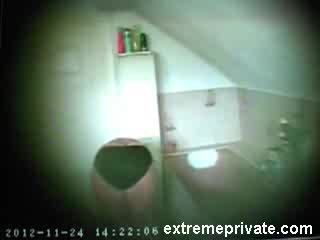Catching my Mom on hidden cam in bathroom Video