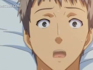 Innocent anime meisje fucks groot lul tussen tieten en kut lips