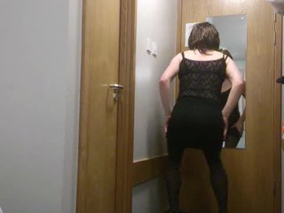 Slut transvestite Emma in stockings teasing