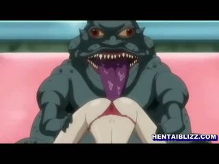 Hentai lány gets electric shocks és szar által szörny frog