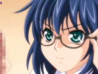 Anime chick with glasses sucks