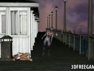 Barmfager 3d tegnefilm babe getting knullet av en zombie
