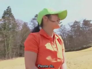 Japanese golf outdoor bottomless miniskirt blowjob penalty round Porn Videos
