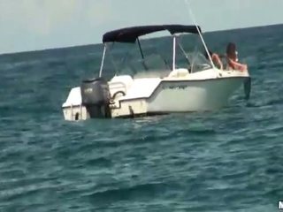 Two girls on a yacht spied on and banged