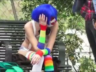 Cosplayer teen Mikayla have outdoor sex