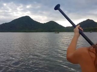 Vibrating Adventure on Mountain Lake # Vibrating Vaginal Egg Inside Me Energize for Better Paddling