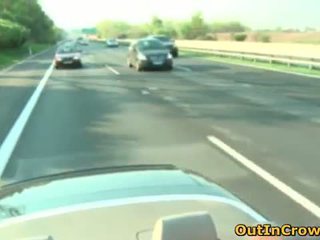 Blowjob in a Moving Convertable in Public